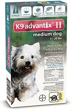 K9 Advantix II Flea &amp; Tick 2 Months Dogs Teal Medium 11 - 20 lbs