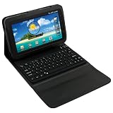 Executive Leather Portfolio Book Cover Carrying Case with Built in Bluetooth Keyboard for Samsung Galaxy Tab P1000 Android Tablet (Compatible with (AT&T and T-Mobile Samsung Galaxy Tab) + Micro USB Data Cable