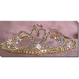 Bridal Wedding Tiara Crown With Heart and Round Crystal Drop 60695