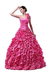 Floor Length   Satin  Sweetheart One Shoulder  Ball Gown Quinceanera Dress  With Rhinestones and Ruffles