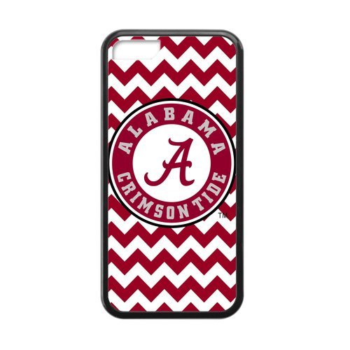 Generic Custom Extraordinary Best Design NCAA Alabama Crimson Tide Team Logo Plastic and TPU Black and White Case Cover for iPhone5C