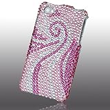 Rhinestones Protector Case for iPhone 4, Swirl Pink & White Full Diamond