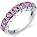7 Stone 1.75 Carats Pink Sapphire Band Ring in Sterling Silver Rhodium Finish Available in Size 5 thru 9 7 Stone 1.75 Carats Pink Sapphire Band Ring in Sterling Silver Rhodium Finish Available in Size 5 thru 9