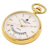 Charles-Hubert, Paris Gold-Plated Open Face Quartz Pocket Watch