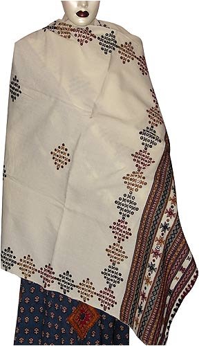 Winter Shawl Embroidered Wool Accessory 80 x 35 inches (ktds330)
