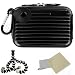 BLACK Metallic Pascal Design Protective Cover Hard Shell Cube Carrying Case For Fujifilm FinePix AX500 / AX550 / F600EXR / F660EXR / F750EXR / F770EXR / F505EXR / F500EXR / F605EXR / F665EXR / F550EXR / F775EXR Point And Shoot Compact Digital Camera + Includes a Universal Anti-Glare Screen Protector Guard + Includes 6 Inch Mini Tripod