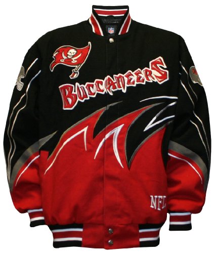 NFL Men's Tampa Bay Buccaneers Slash Jacket (Black/Red, 2X-Large)
