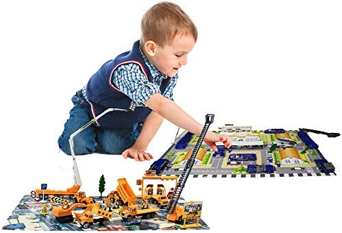 DimpleChild Die Cast Police Action and Construction Transport Bundle, 80 Pieces