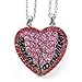 Soulbreezecollection Pink Heart Necklace Mother Mom and Daughter Pendant Engraved Mother's Day Jewelry