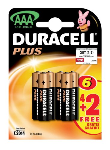 Duracell Plus Alkaline Batterie (AAA, LR03, MN2400, 1,5 Volt) 6 St&uuml;ck Preisvergleich