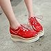 Lucksender Womens Fashion Platform Wedge Heel Lace-up Carved Oxfords Shoes