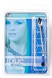 Tweezer Style Beaded Clitoral Clamp - Sapphire w/ Black Rubber Tips