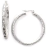 Sterling Silver Large Tube Filigree Clicktop Hoop Earrings
