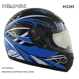 Advance HAWK Blue with White Graphics on Black Glossy Full Face Motorcycle Helmet