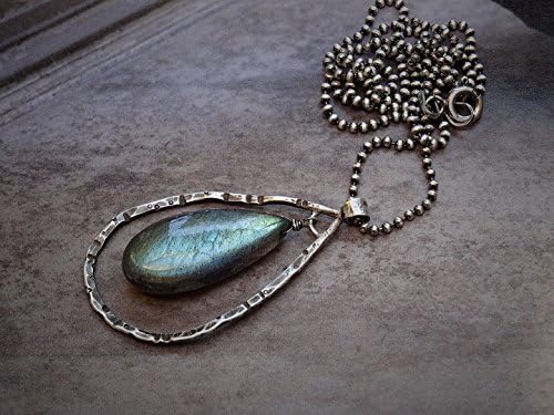 Sterling Silver Labradorite Teardrop Pendant Necklace