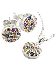 Multi-Sapphire Pendant & Earrings