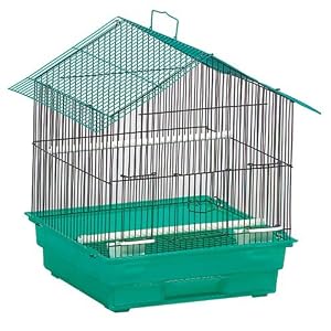 Peak Roof Bird Cage in White / Purple