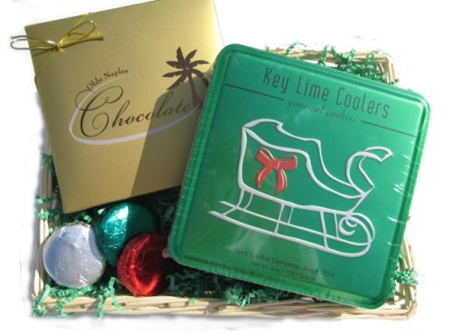 Christmas Holiday Chocolate Gift Basket with Byrd Cookies by Olde Naples Chocolate