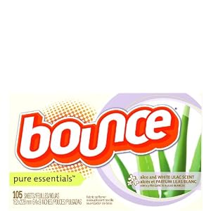 Bounce Pure Essentials Fabric Sheets, Aloe & White Lilac, 32 Loads 105 ea