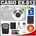 Casio Exilim EX-S12 Digital Camera (Silver) + 8GB Memory Card + Spare NP-60 Battery + Case + Cameta Bonus Accessory Kit