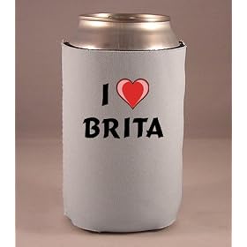 Custom Beverage Can Bottle Cover (Coolie) with I Love Brita by SHOPZEUS