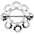 Crystalline Gem Flower Bouquet Nipple Ring 7/8 Inches 5mm