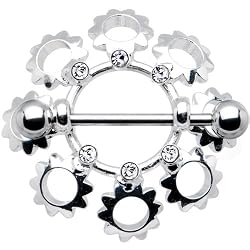 Crystalline Gem Flower Bouquet Nipple Ring 7/8 Inches 5mm