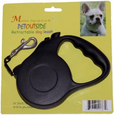 Retractable Dog Leash, 2 Release Stop Buttons, 16ft Belt, Abs, up to 45 Lbs, Thumb Stopped Button, Black