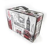 Coffre Bois "Londres" rouge gris