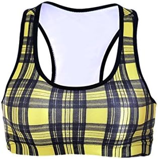 MissLi Women's Digital Print Racerback Sports Bra Vest Crop Top Lattice Medium