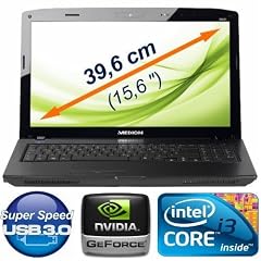MEDION P6624 Core i3 Notebook HD 39,6cm 15,6" 640GB 2,4GHz 4GB RAM W-LAN USB 3.0 � NVIDIA� GeForce� GT425M DirectX� 11 Grafik 1024 MB HDMI
