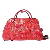 LYDC Croc Print Fashion Holdall/Weekend Bag/Trolley Bag - Bright Red