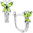 14K White Gold Butterfly August Birthstone Leverback Earrings