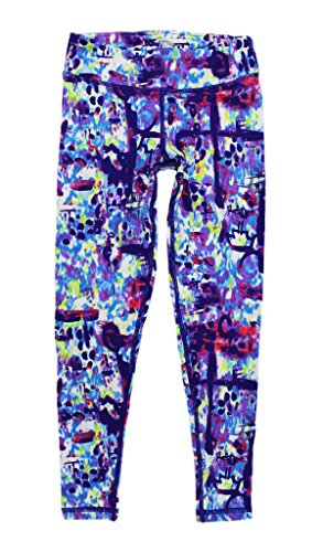 90 Degree by Reflex Kids - Girls Printed Leggings - Childrens Pants - Modern Picto Blue/Green Large (6X)