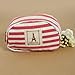 KINGSO Stripe Pencil Case Pouch Purse Cosmetic Makeup Bag Storage Student Stationery Zipper Wallet,Red
