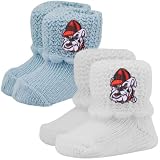 NCAA Georgia Bulldogs Infant Light Blue-White 2-Pack Non Kick-Off Booties (0-6 Months)