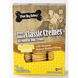 Three Dog Bakery Classic Creme Golden with Peanut Butter Filling, Baked Dog Treats, 16-Ounce Three Dog Bakery Classic Creme Golden with Peanut Butter Filling, Baked Dog Treats, 16-Ounce