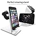 Orzly DuoStand Charge Station for Apple Watch & iPhone - Aluminum Desk Stand Cradle in SILVER with Built-In Insert Slots for both Grommet Wireless Charger and Lightning Cable for iPhone Models: 5 / 5S / 5C / 6 / 6 PLUS and both 42mm & 38mm sizes of 2015 Watch Models