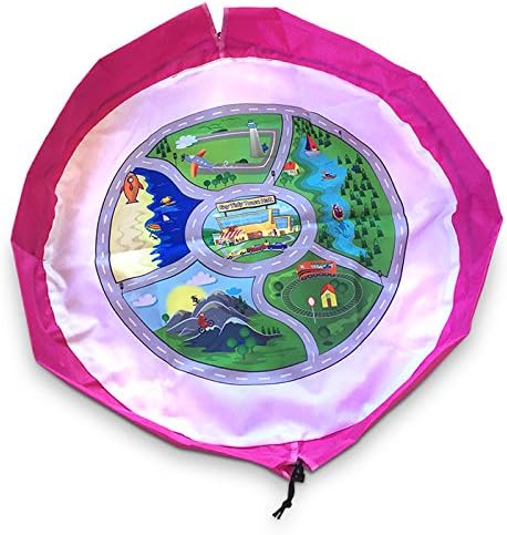 EZY Tidy Buddy Town Map Playmat and Toy Storage Bag - 35 inch - Pink