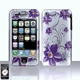 Apple Iphone 3g/3gs Purple Flowers Snap-On Premium Hard Cover Case