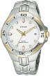 Two Tone Stainless Steel Sport Watch Silver Tone Wave Patterned Dial