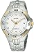 Two Tone Stainless Steel Sport Watch Silver Tone Wave Patterned Dial
