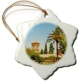 Danita Delimont - Julie Eggers - Gardens - Spain, Granada. The Generalife gardens, Alhambra grounds. - Ornaments - 3 inch Snowflake Porcelain Ornament (orn_188634_1)