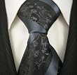 Neckties by Scott Allan, Black and Slate Blue Floral Neckties, **FREE SHIPPING**