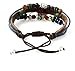 Starfish Charm Beaded Multi Strand Leather Silvertone Zen Adjustable Bracelet in Gift Box