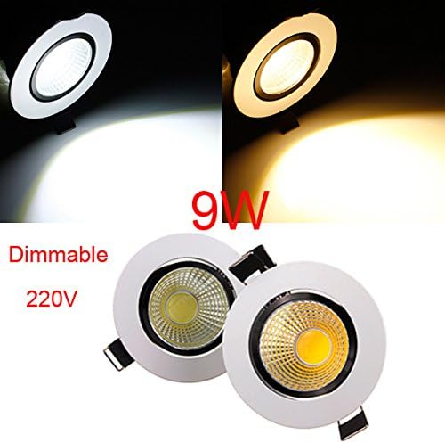 9W Dimmable COB LED Recessed Ceiling Light Fixture Down Light 220V (Color : Cool White)