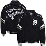 Detroit Tigers Navy Blue Pig Split Suede Full Zip Varsity Jacket