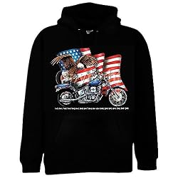 American Eagle US Flag Motorcycle Hooded Sweatshirt