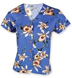 Ladies Hawaiian Star Orchid Blouse in Periwinkle