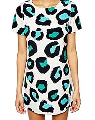 Sexy Leopard Print Short Sleeves Chiffon  Dress